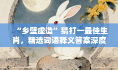 “乡壁虚造”猜打一最佳生肖，精选词语释义答案深度剖析