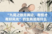 “九尾之数开两边，有情才有好风光”的生肖是指什么生肖，释义成语打一生肖落实解释!