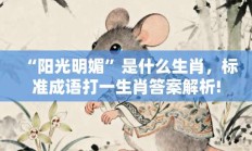 “阳光明媚”是什么生肖，标准成语打一生肖答案解析!