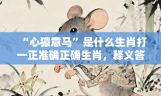 “心猿意马”是什么生肖打一正准确正确生肖，释义答案解释分析