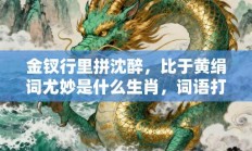 金钗行里拼沈醉，比于黄绢词尤妙是什么生肖，词语打一生肖释义解释落实!