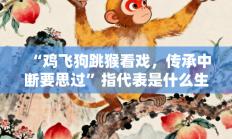“鸡飞狗跳猴看戏，传承中断要思过”指代表是什么生肖打一最佳准确生肖，精选释义答案解释!