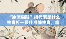 “冰消雪融”指代表是什么生肖打一最佳准确生肖，精粹词汇答案注解与探析