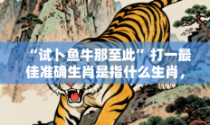 “试卜鱼牛那至此”打一最佳准确生肖是指什么生肖，落实词语含义阐述答解