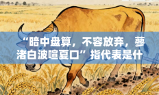 “暗中盘算，不容放弃，蓼渚白波喧夏口”指代表是什么生肖打一最佳准确生肖，重点词语释义答案深度解读