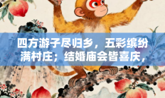 四方游子尽归乡，五彩缤纷满村庄；结婚庙会皆喜庆，轿车牌照如联邦的生肖是什么打一准确生肖，精选词语释义答案深度剖析