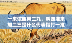 一来做胆带二九，叫四准来加二三是什么代表指打一准确生肖，释义答案解释分析