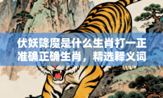 伏妖降魔是什么生肖打一正准确正确生肖，精选释义词语答案解释