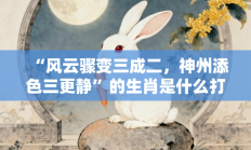 “风云骤变三成二，神州添色三更静”的生肖是什么打一准确生肖，精粹词汇答案注解与探析