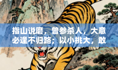 指山说磨，曾参杀人，大意必逢不归路；以小挑大，敢言敢做，空向人间修谏草是代表什么生肖打一准确最佳生肖，核心词汇释义剖析与答案阐释