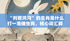 “判若鸿沟”的生肖是什么打一准确生肖，核心词汇释义剖析与答案阐释