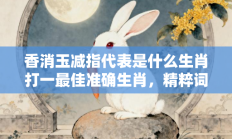 香消玉减指代表是什么生肖打一最佳准确生肖，精粹词汇答案注解与探析