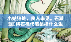 小姑独处，良人未见。石濑潺湲横石径代表是指什么生肖打一最佳生肖，落实词语含义阐述答解