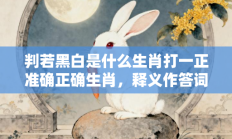 判若黑白是什么生肖打一正准确正确生肖，释义作答词语解释赏析