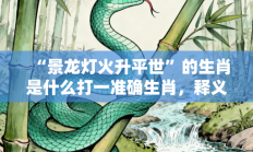 “景龙灯火升平世”的生肖是什么打一准确生肖，释义答案解释分析