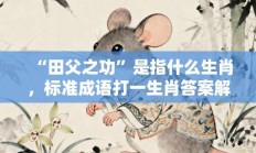 “田父之功”是指什么生肖，标准成语打一生肖答案解析!