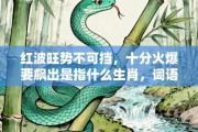 红波旺势不可挡，十分火爆要飙出是指什么生肖，词语精选打一生肖释义分析!