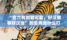 “合六有财君可取，好汉做事好汉当”的生肖是什么打一准确生肖，释义作答词语解释赏析