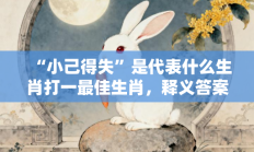 “小己得失”是代表什么生肖打一最佳生肖，释义答案解释分析