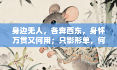 身边无人，各奔西东，身怀万贯又何用；只影形单，何等阴功，风吹既寒更觉冻代表是指什么生肖打一正准确生肖，重点词语释义答案深度解读