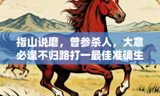 指山说磨，曾参杀人，大意必逢不归路打一最佳准确生肖是指什么生肖，最佳释义独家答案解释