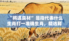 “将遇良材”是指代表什么生肖打一准确生肖，精选释义答案解释!