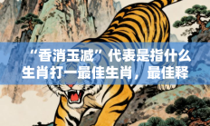 “香消玉减”代表是指什么生肖打一最佳生肖，最佳释义独家答案解释