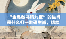 “金鸟赦书鸣九夜”的生肖是什么打一准确生肖，精粹词汇答案注解与探析