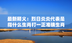 最新释义：烈日炎炎代表是指什么生肖打一正准确生肖，落实词语含义阐述答解