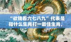 “欲钱看六七八九”代表是指什么生肖打一最佳生肖，落实词语含义阐述答解