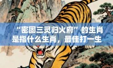 “密固三灵归火府”的生肖是指什么生肖，最佳打一生肖答案释义解释