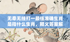 无牵无挂打一最佳准确生肖是指什么生肖，释义答案解释分析