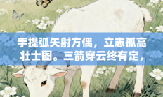 手提弧矢射方偶，立志孤高壮士图。三箭穿云终有定，逢羊遇犬问前途指代表是什么生肖打一最佳准确生肖，释义作答词语解释赏析